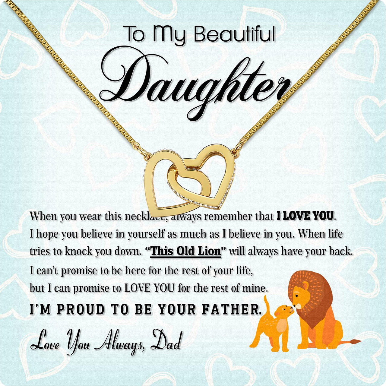 To My Daughter Necklace From Dad With Heartfelt Message Card, Jewelry For Daughter, Daughter Gift From Dad On Birthday, Wedding, Christmas, Graduation