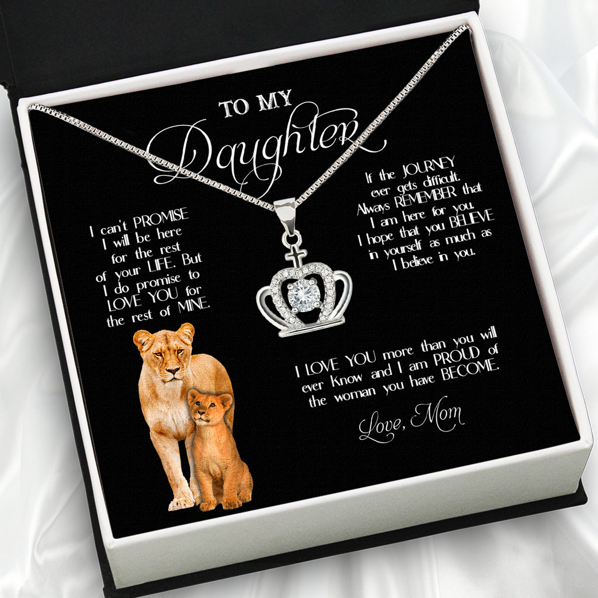 To My Daughter Necklace From Mom With Heartfelt Message Card, Jewelry For Daughter, Daughter Gift From Mom On Birthday, Wedding, Christmas, Graduation