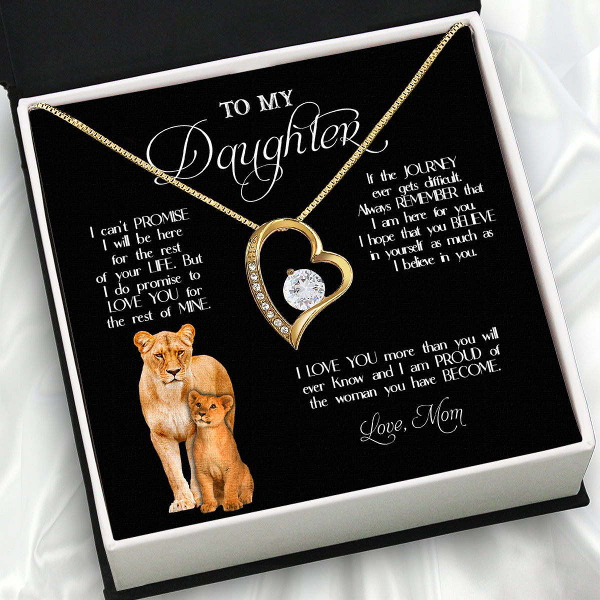 To My Daughter Necklace From Mom With Heartfelt Message Card, Jewelry For Daughter, Daughter Gift From Mom On Birthday, Wedding, Christmas, Graduation