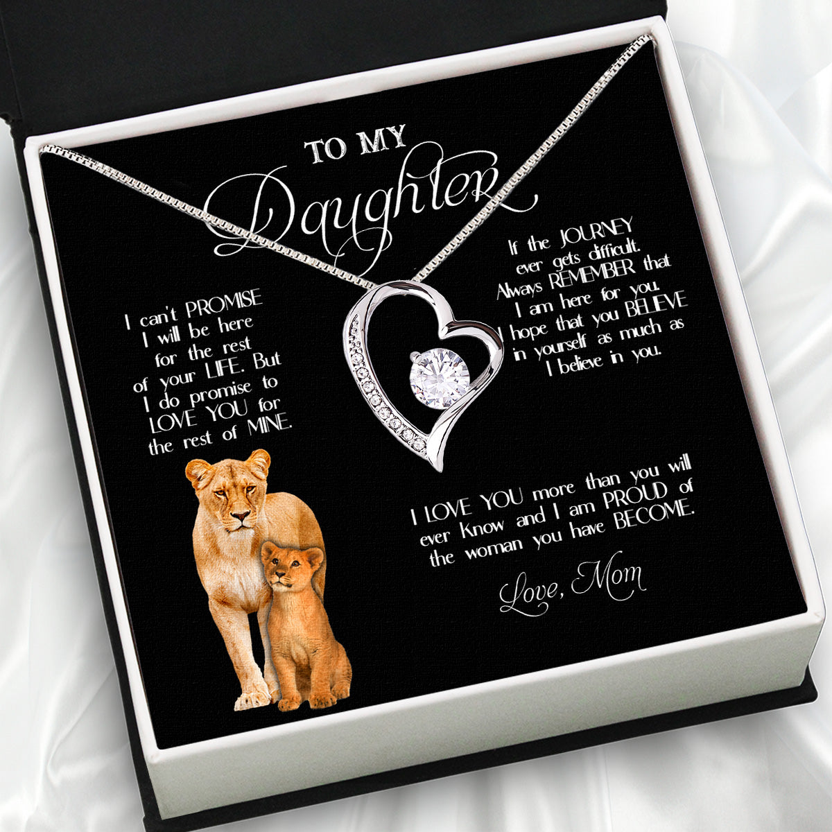 To My Daughter Necklace From Mom With Heartfelt Message Card, Jewelry For Daughter, Daughter Gift From Mom On Birthday, Wedding, Christmas, Graduation