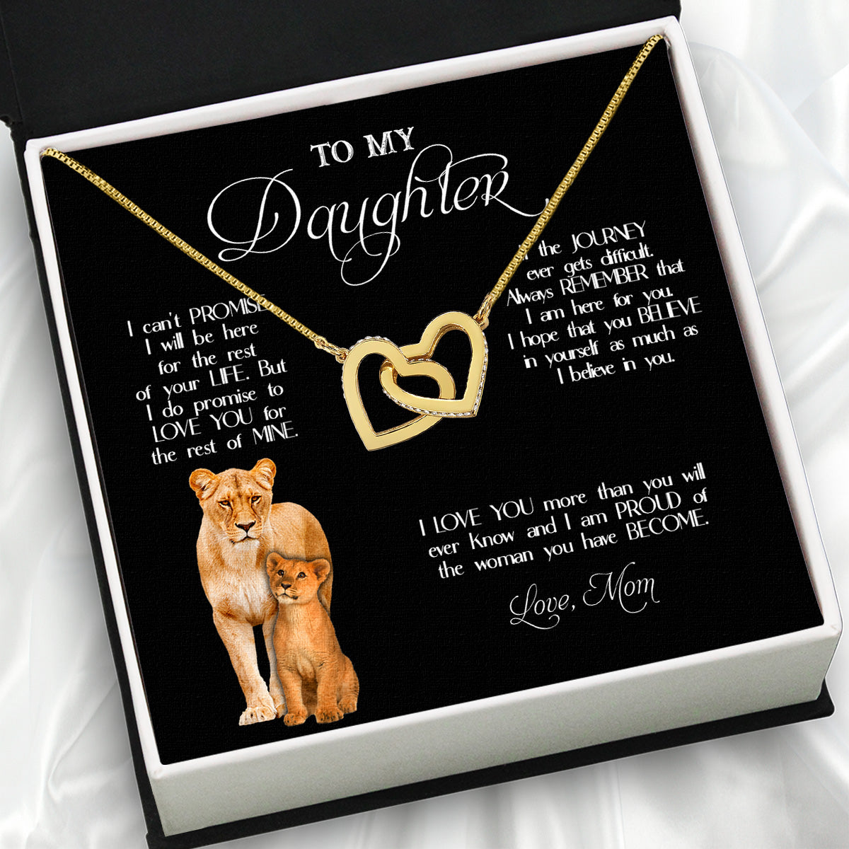 To My Daughter Necklace From Mom With Heartfelt Message Card, Jewelry For Daughter, Daughter Gift From Mom On Birthday, Wedding, Christmas, Graduation