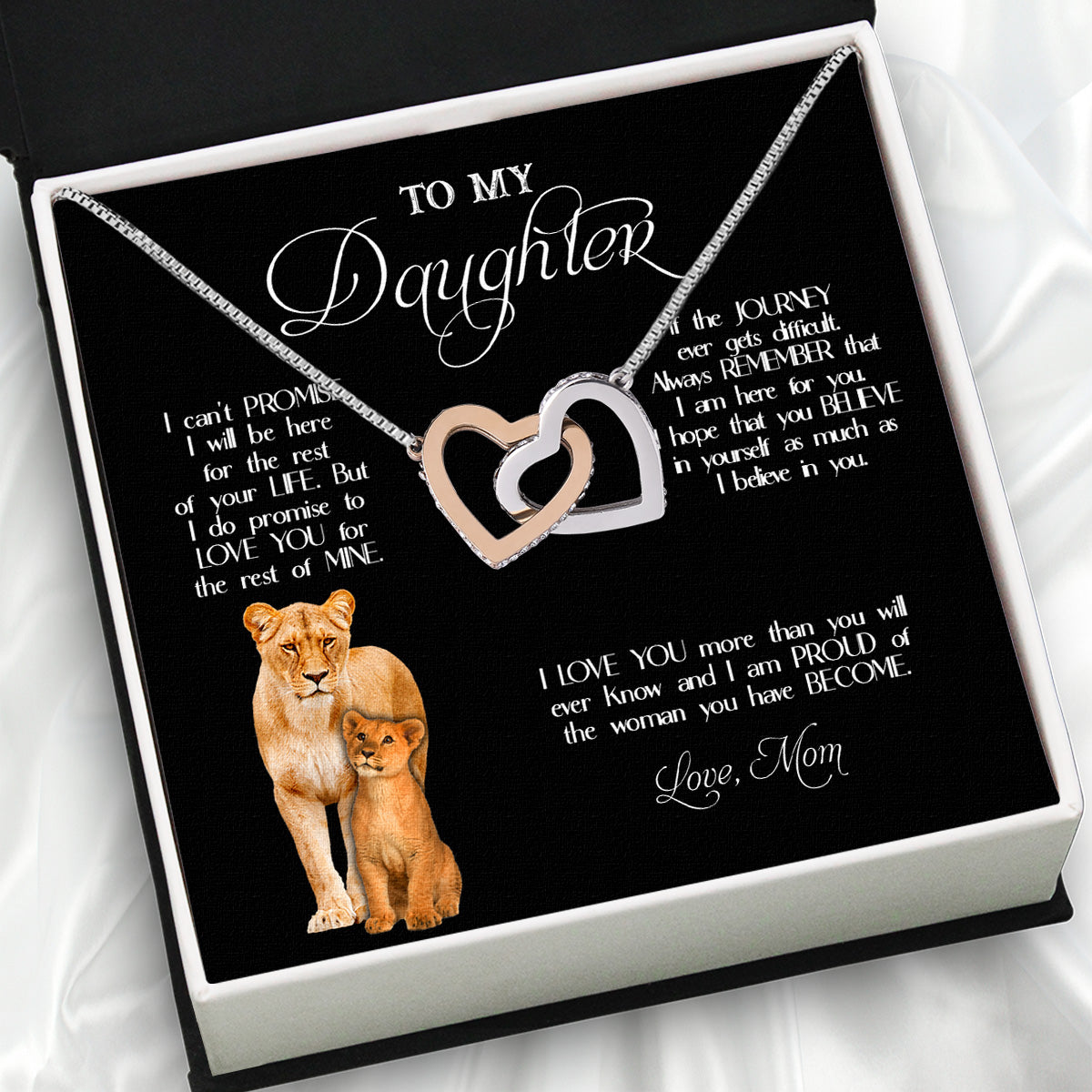 To My Daughter Necklace From Mom With Heartfelt Message Card, Jewelry For Daughter, Daughter Gift From Mom On Birthday, Wedding, Christmas, Graduation