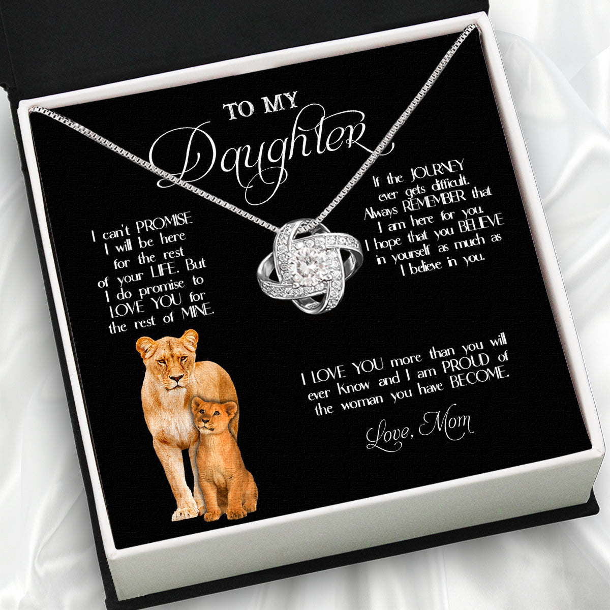 To My Daughter Necklace From Mom With Heartfelt Message Card, Jewelry For Daughter, Daughter Gift From Mom On Birthday, Wedding, Christmas, Graduation