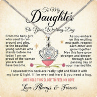 Daughter On Your Wedding With Personalized Message Card Necklace