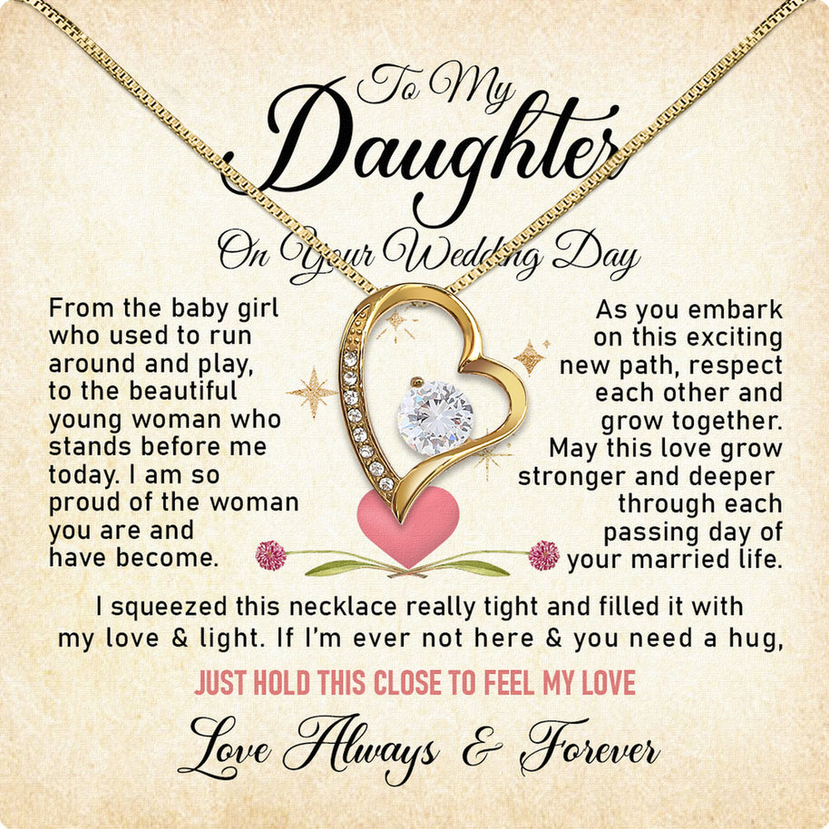 Daughter On Your Wedding With Personalized Message Card Necklace