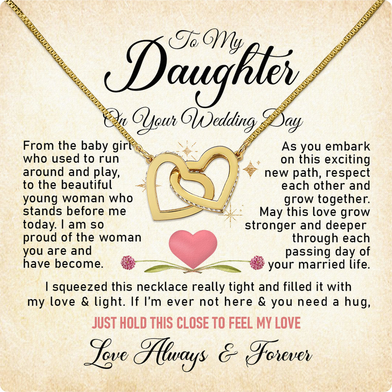 Daughter On Your Wedding With Personalized Message Card Necklace