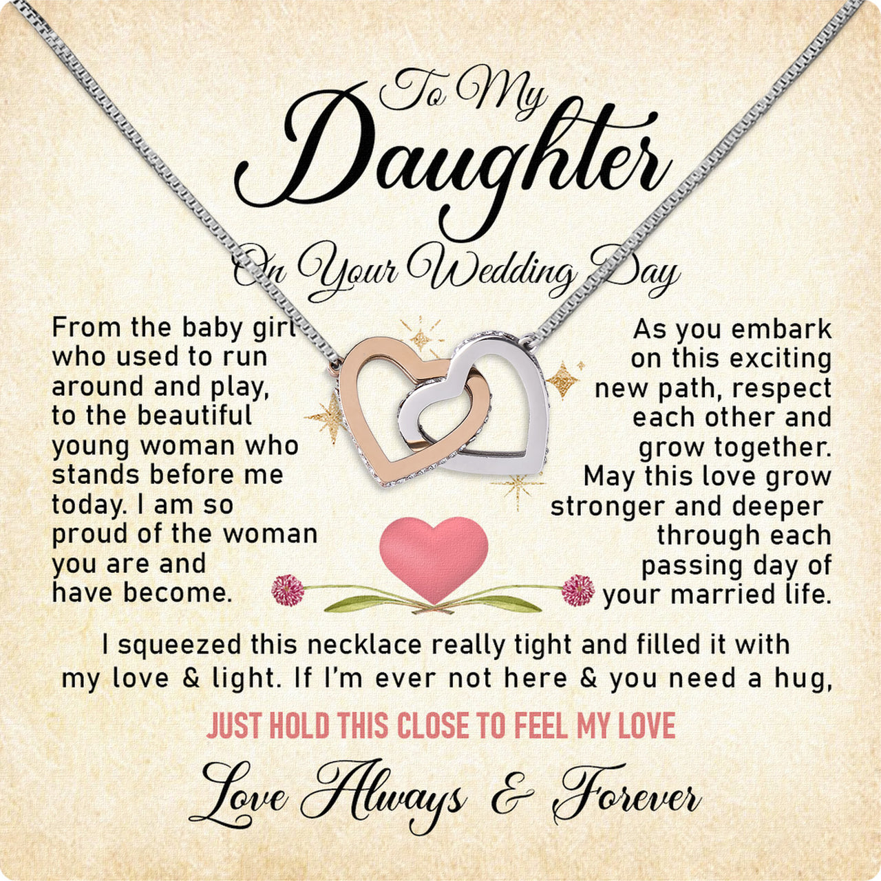 Daughter On Your Wedding With Personalized Message Card Necklace