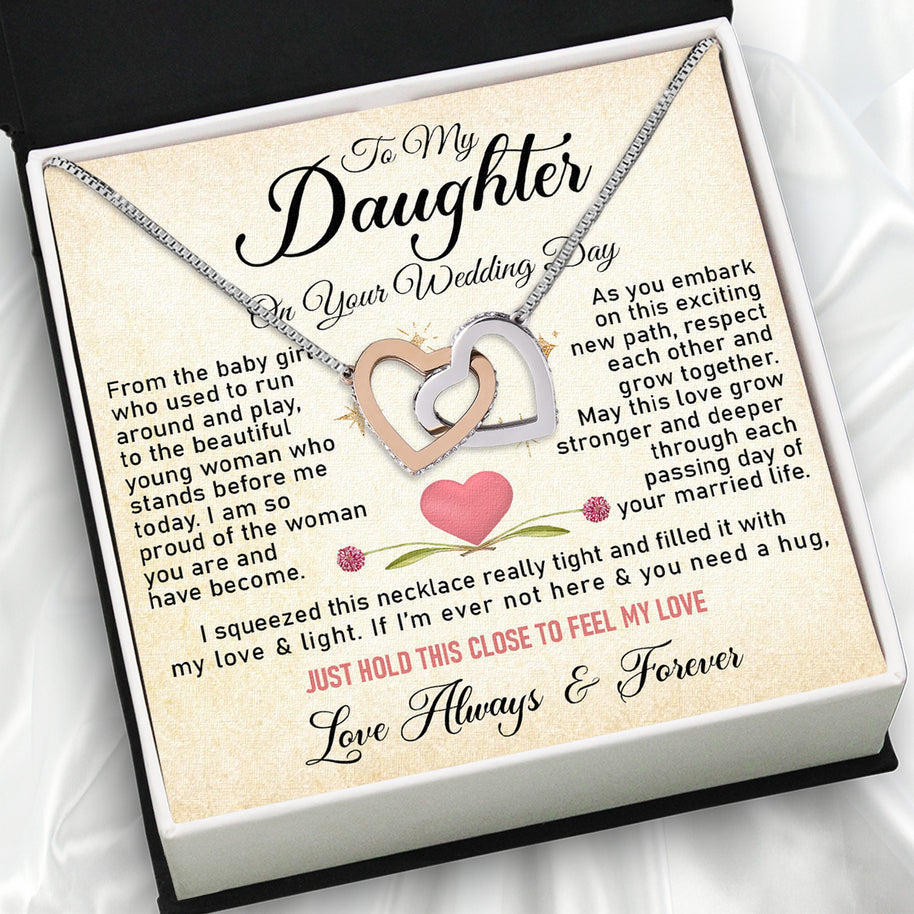 Daughter On Your Wedding With Personalized Message Card Necklace