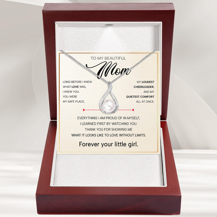 Sparkling Pearl Pendant Necklace for Mom - A Daughter's Timeless Love in Every Shine - Forever Your Little Girl