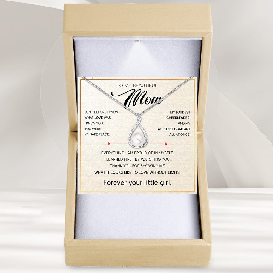 Sparkling Pearl Pendant Necklace for Mom - A Daughter's Timeless Love in Every Shine - Forever Your Little Girl