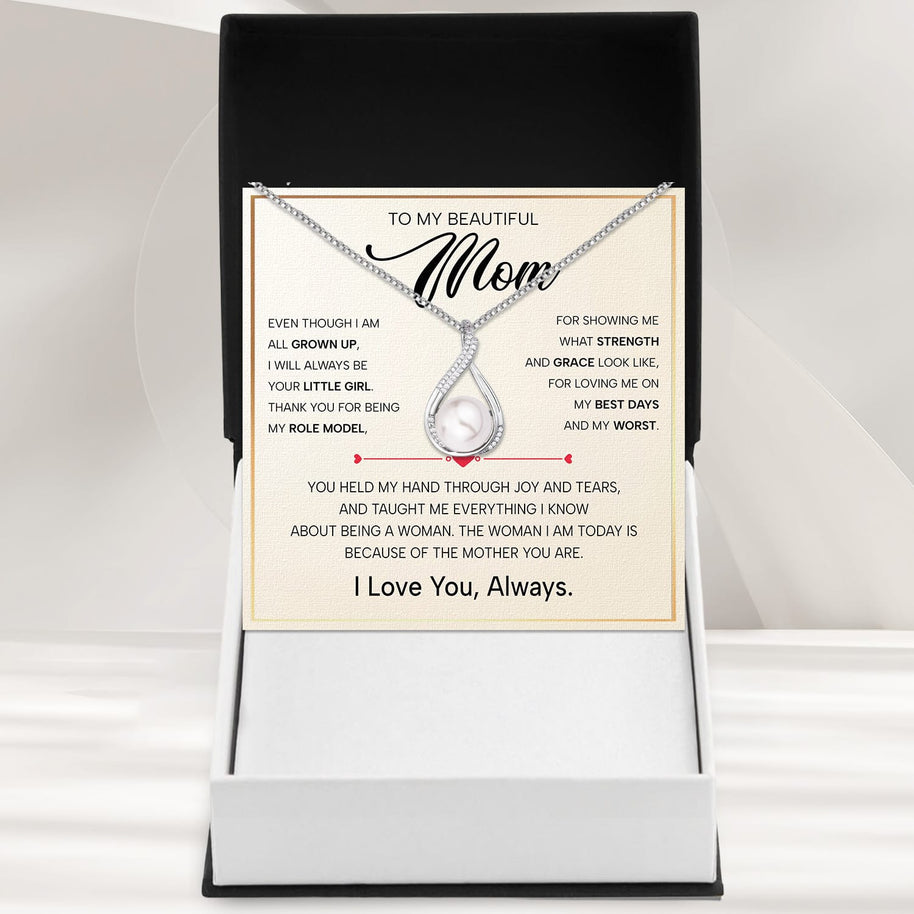 Sparkling Pearl Pendant Necklace for Mom - A Daughter's Timeless Love in Every Shine - Always Be Your Little Girl