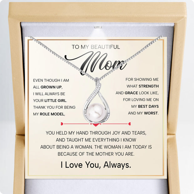 Sparkling Pearl Pendant Necklace for Mom - A Daughter's Timeless Love in Every Shine - Always Be Your Little Girl