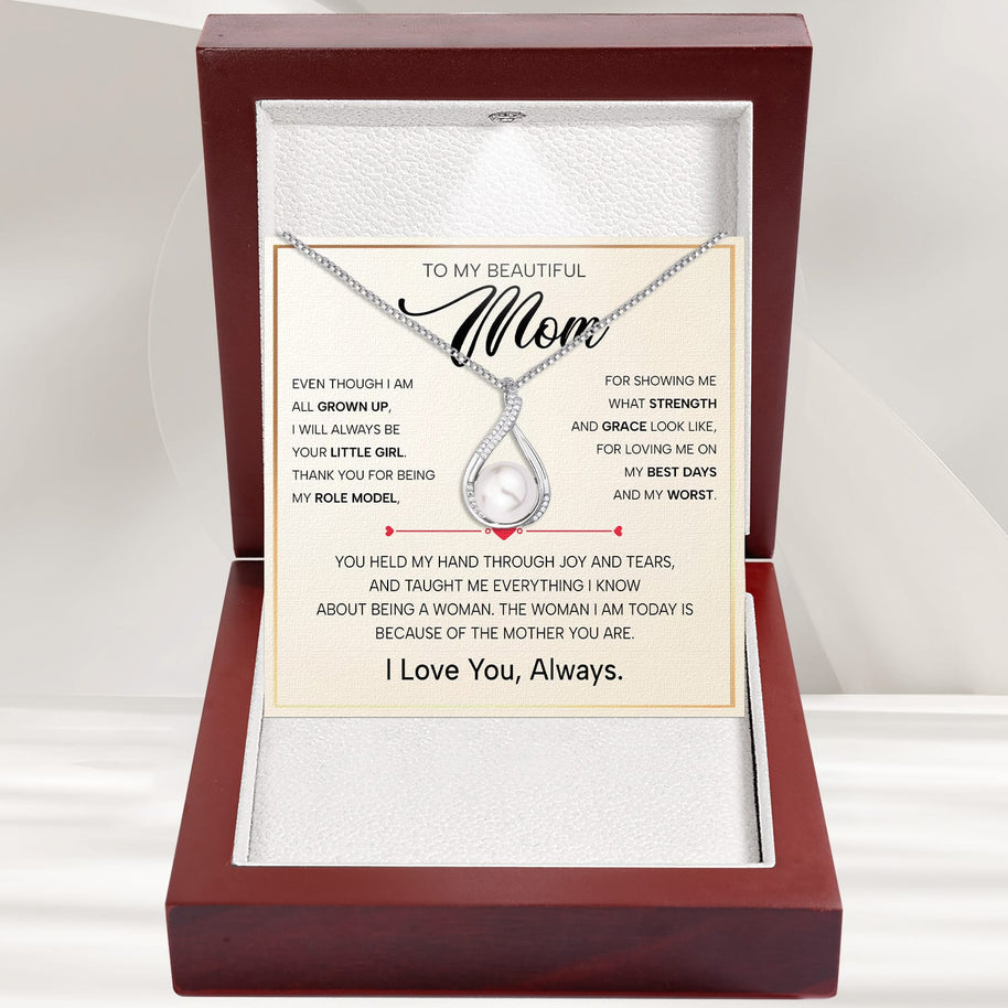 Sparkling Pearl Pendant Necklace for Mom - A Daughter's Timeless Love in Every Shine - Always Be Your Little Girl