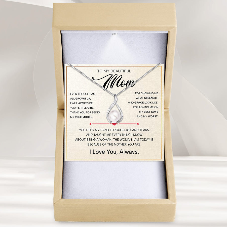 Sparkling Pearl Pendant Necklace for Mom - A Daughter's Timeless Love in Every Shine - Always Be Your Little Girl