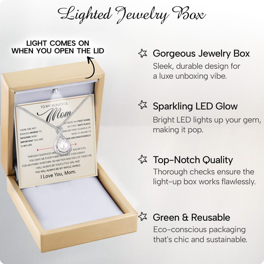 Sparkling Pearl Pendant Necklace for Mom - A Daughter's Timeless Love in Every Shine - Love Unconditionally