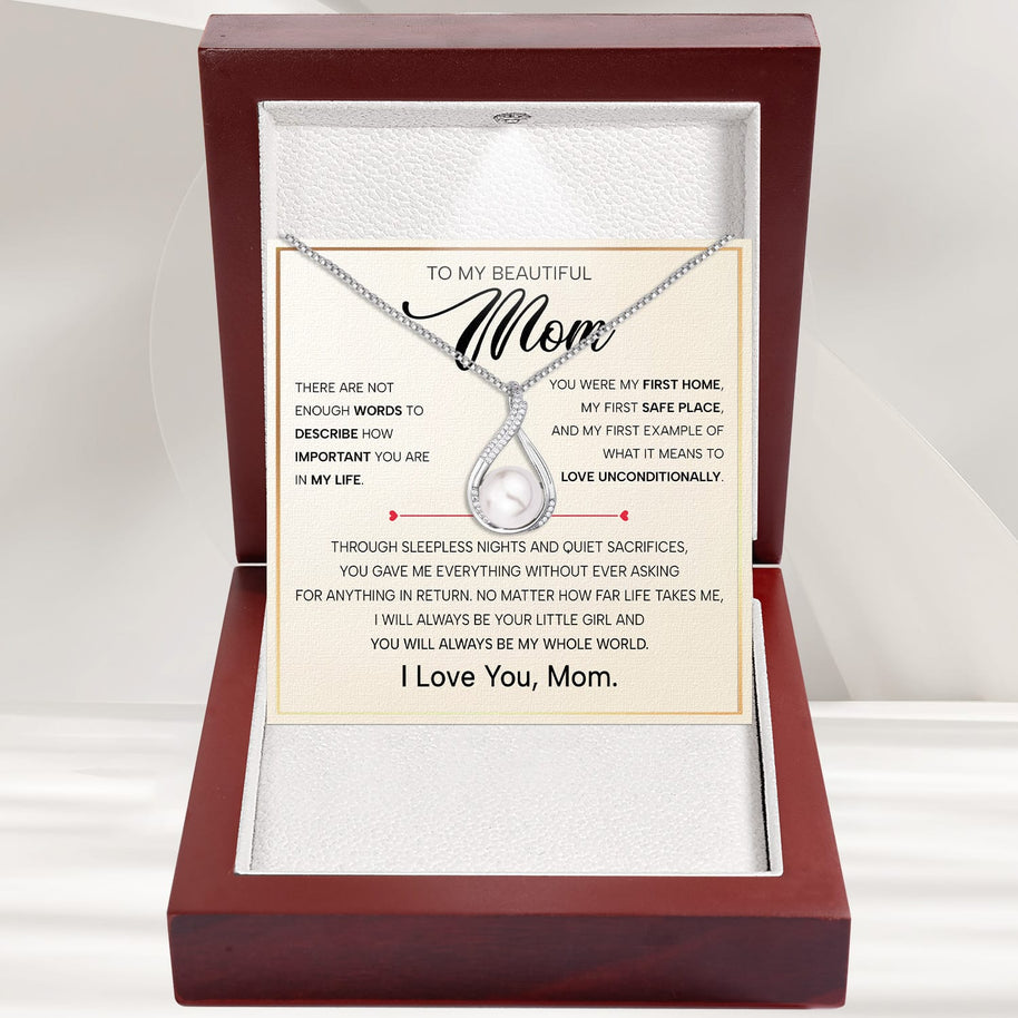 Sparkling Pearl Pendant Necklace for Mom - A Daughter's Timeless Love in Every Shine - Love Unconditionally