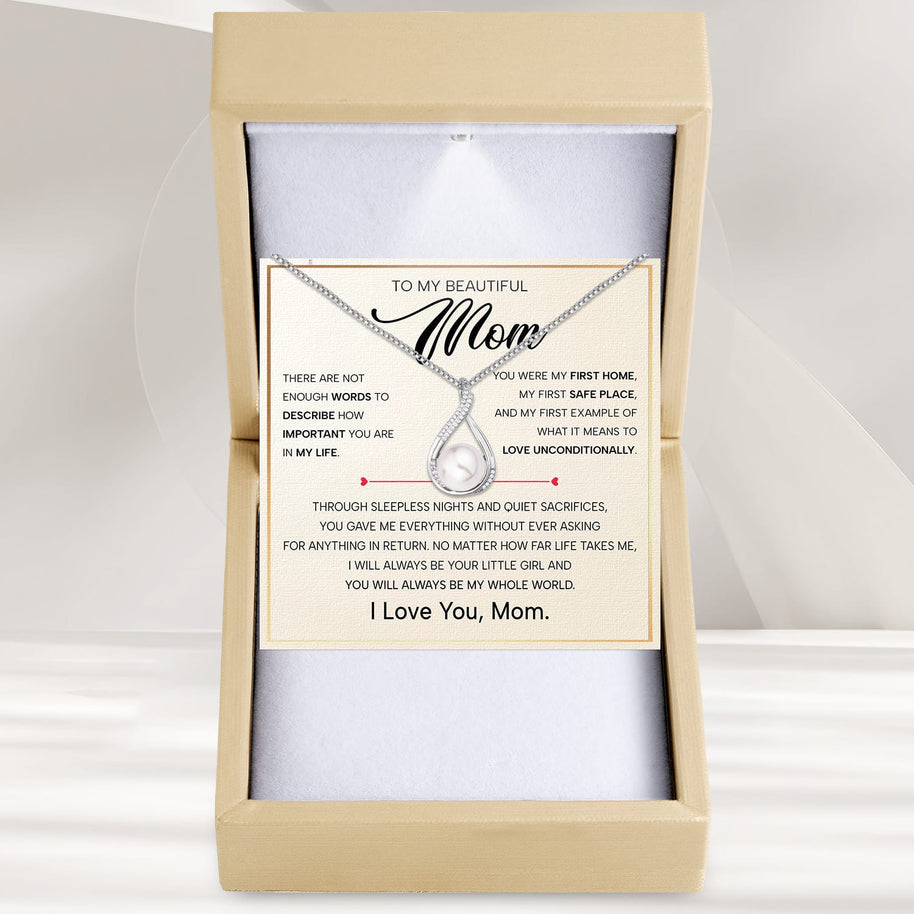 Sparkling Pearl Pendant Necklace for Mom - A Daughter's Timeless Love in Every Shine - Love Unconditionally