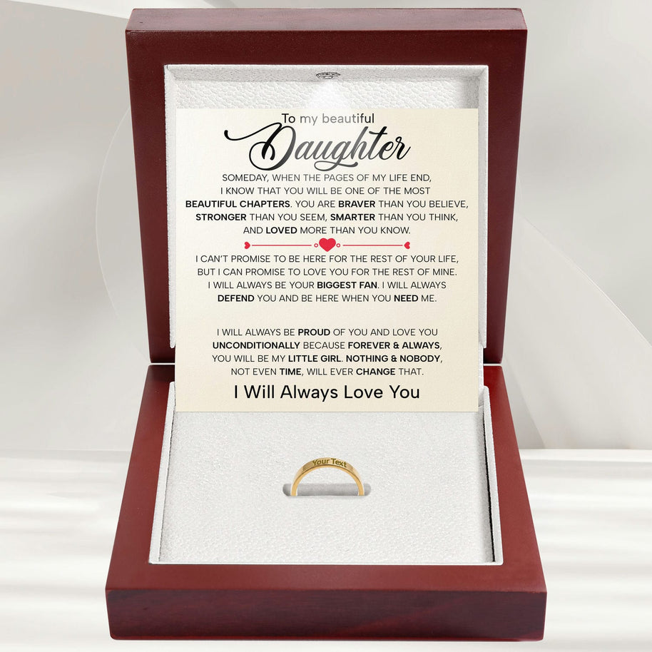 To My Daughter With Heartfelt Message - Engraved Ring For Daughter - Always In Mine