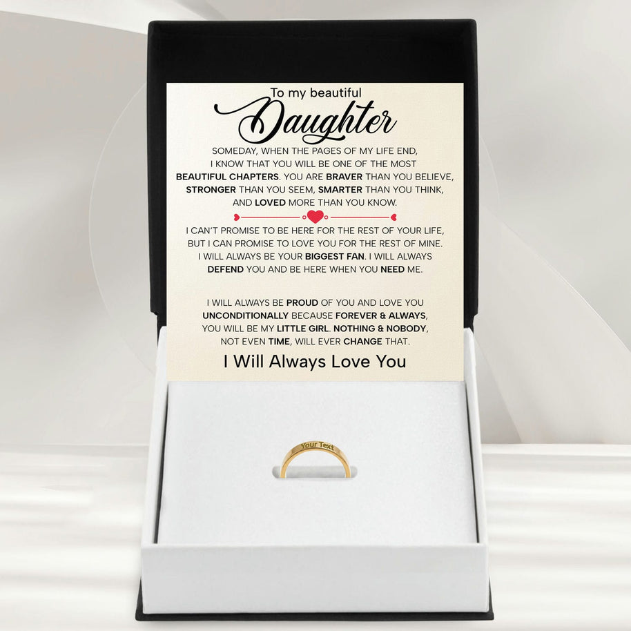 To My Daughter With Heartfelt Message - Engraved Ring For Daughter - Always In Mine