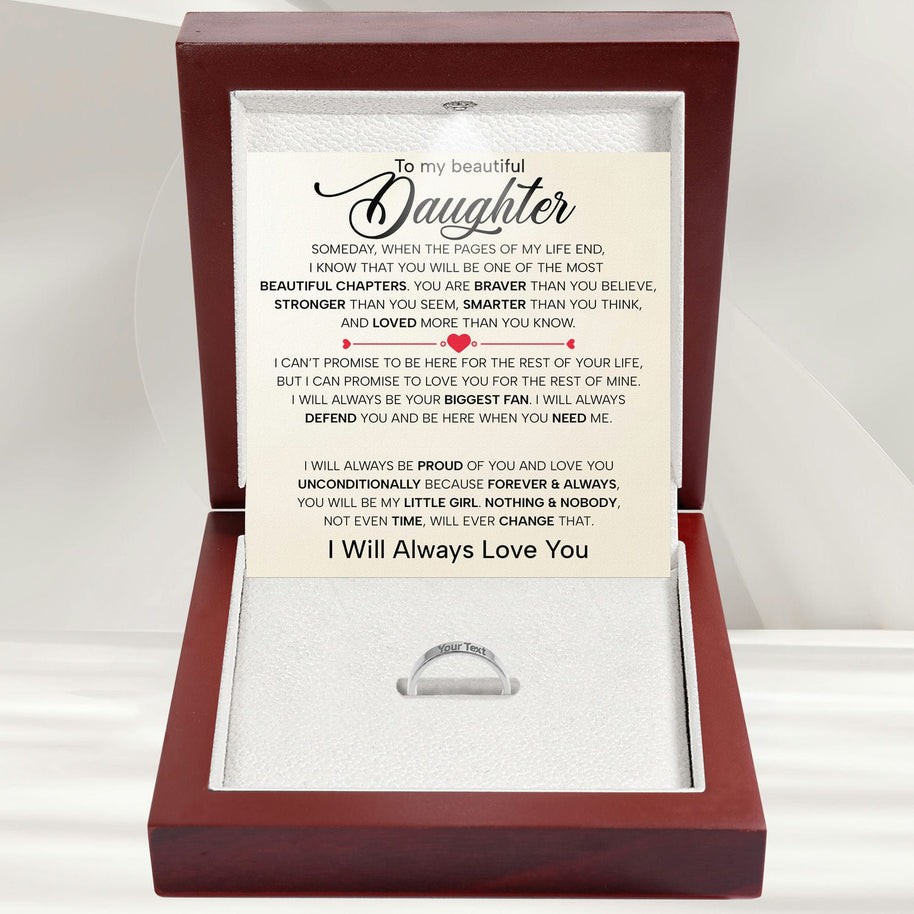 To My Daughter With Heartfelt Message - Engraved Ring For Daughter - Always In Mine