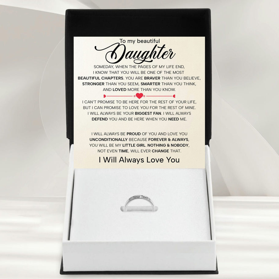 To My Daughter With Heartfelt Message - Engraved Ring For Daughter - Always In Mine
