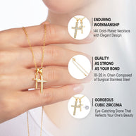 To My Bonus Daughter Cross Necklace  With Heartfelt Message - Unique Jewelry For Bonus Daughter - Brought Us Together