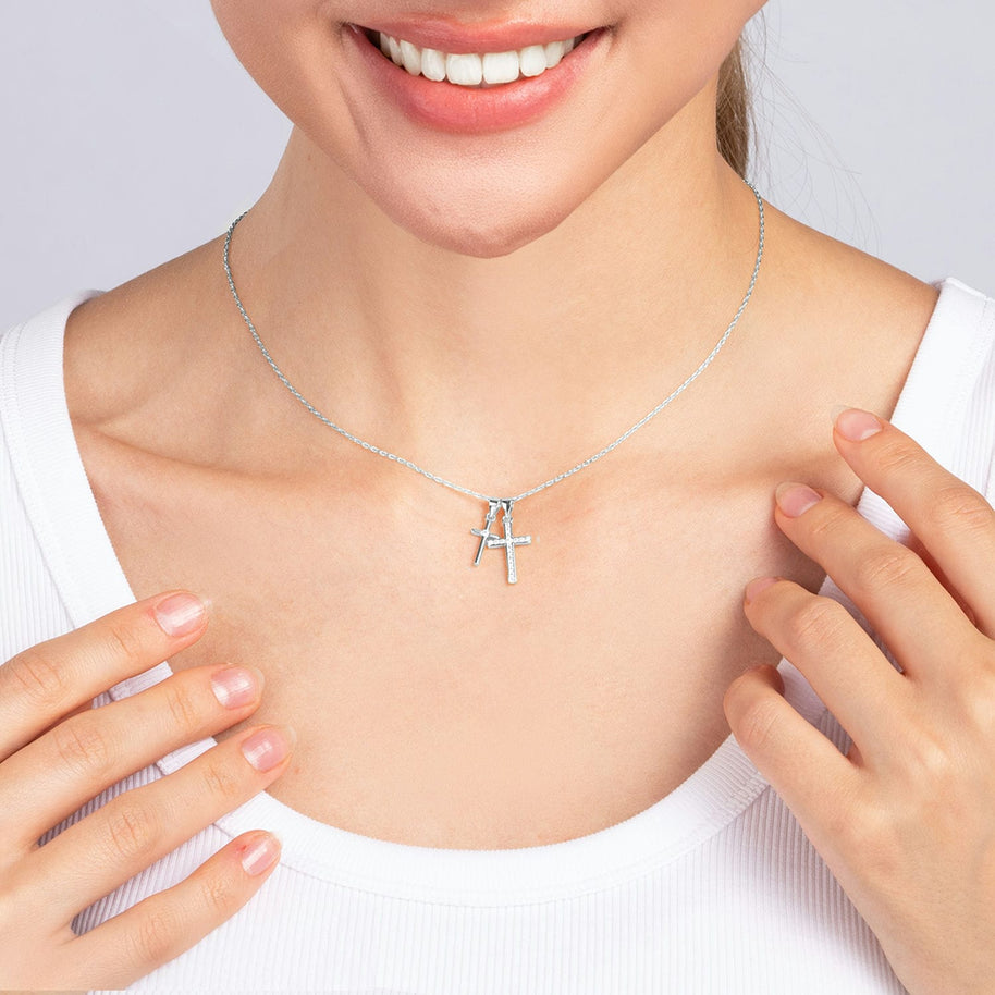 To My Bonus Daughter Cross Necklace  With Heartfelt Message - Unique Jewelry For Bonus Daughter - We Are Family