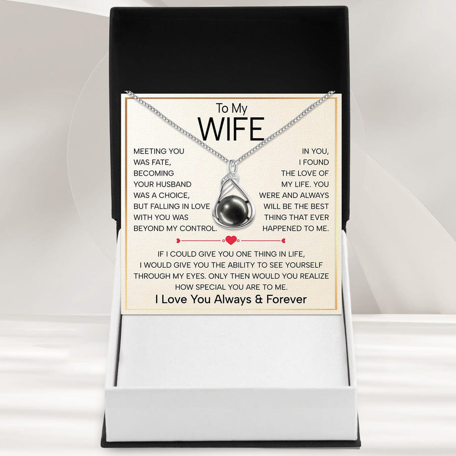Sparkling Black Pearl Pendant Necklace for Wife – A Gift of Timeless Love - Falling In Love