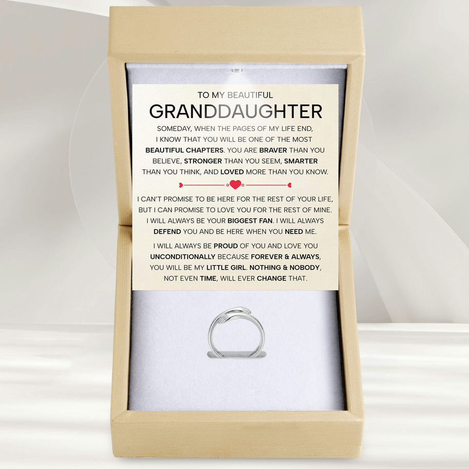 To My Granddaughter With Heartfelt Message - Engraved Hug Ring For Granddaughter - Forever Linked Together
