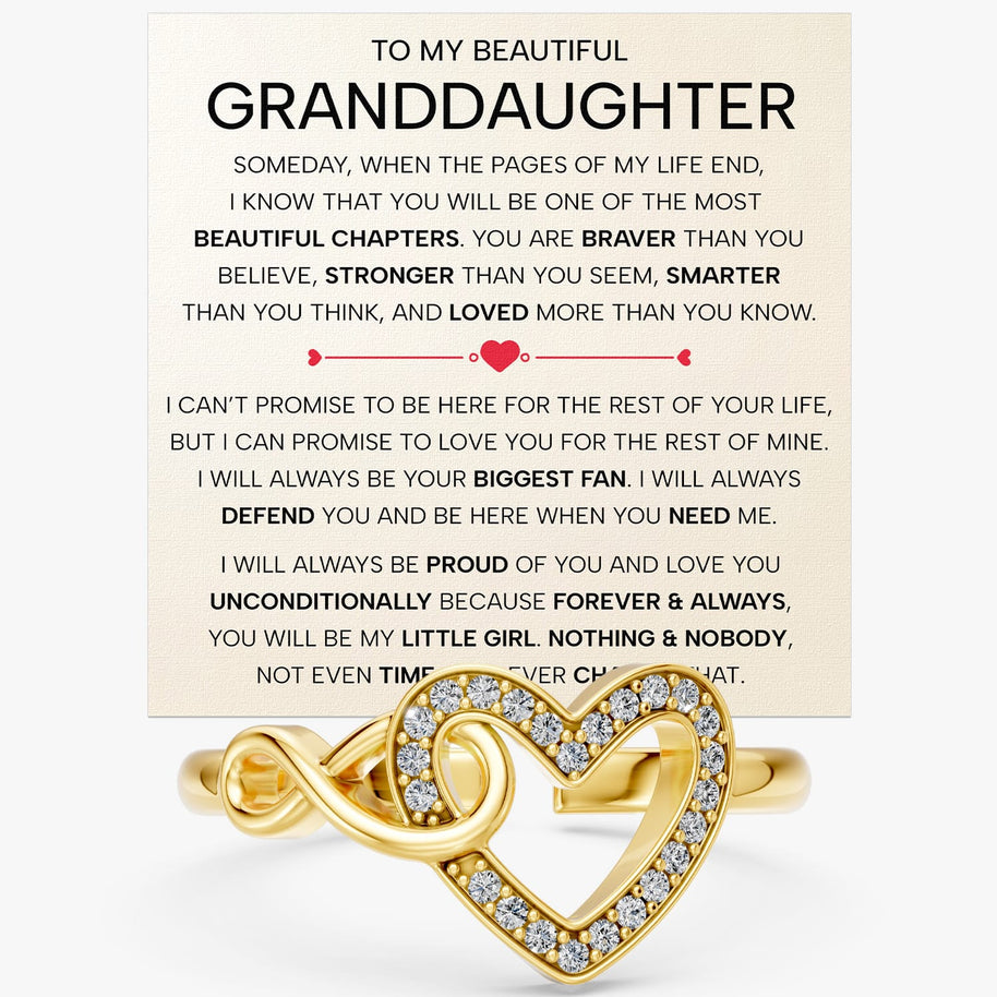To My Granddaughter Ring Infinity Hearts With Heartfelt Message - Unique Jewelry For Granddaughter - Always Defend You