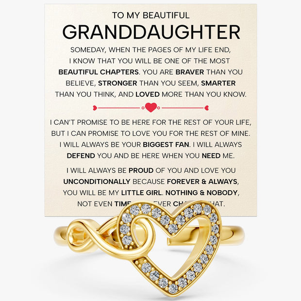 To My Granddaughter Ring Infinity Hearts With Heartfelt Message - Unique Jewelry For Granddaughter - Always Defend You