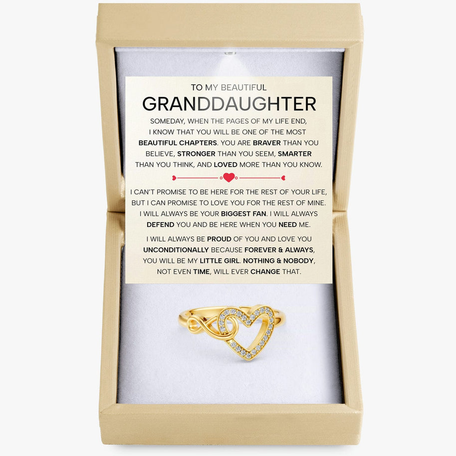 To My Granddaughter Ring Infinity Hearts With Heartfelt Message - Unique Jewelry For Granddaughter - Always Defend You