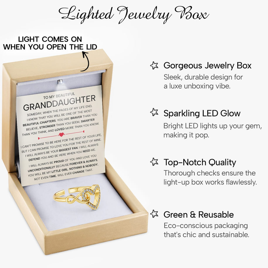 To My Granddaughter Ring Infinity Hearts With Heartfelt Message - Unique Jewelry For Granddaughter - Always Defend You