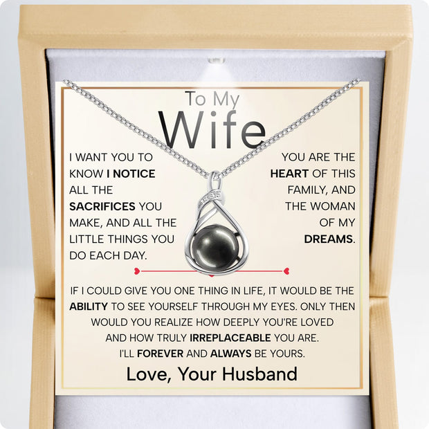 Sparkling Black Pearl Pendant Necklace for Wife – A Gift of Timeless Love - Forever and Always