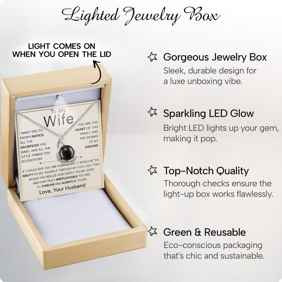 Sparkling Black Pearl Pendant Necklace for Wife – A Gift of Timeless Love - Forever and Always