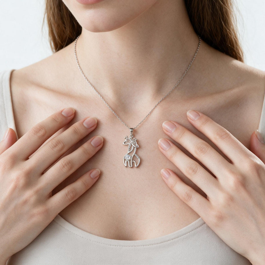 To My Daughter With Heartfelt Message - Giraffe Necklace For Daughter From Dad - My Baby Girl