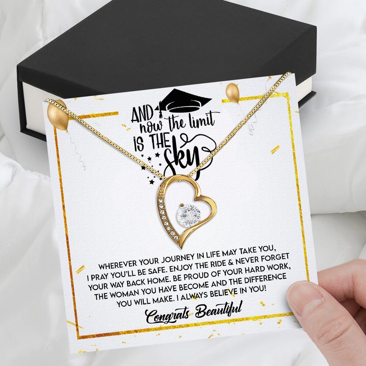 Graduation Day Personalized Message Card Necklace