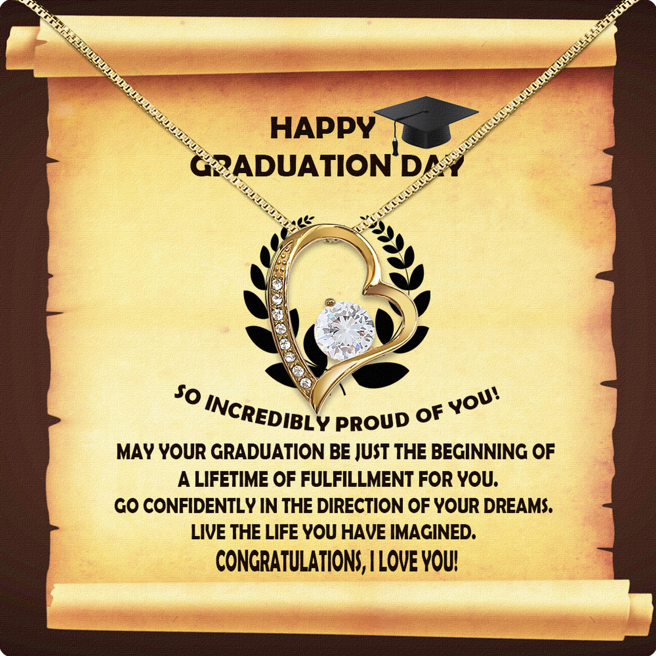 Graduation Day Personalized Message Card Necklace