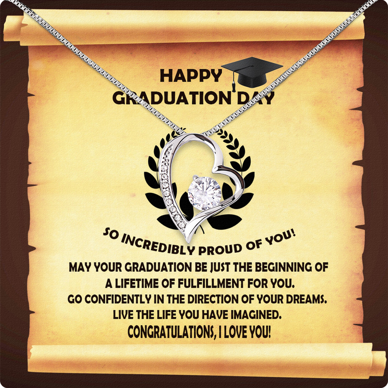 Graduation Day Personalized Message Card Necklace