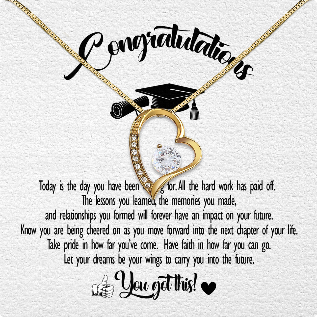 Graduation Day Personalized Message Card Necklace