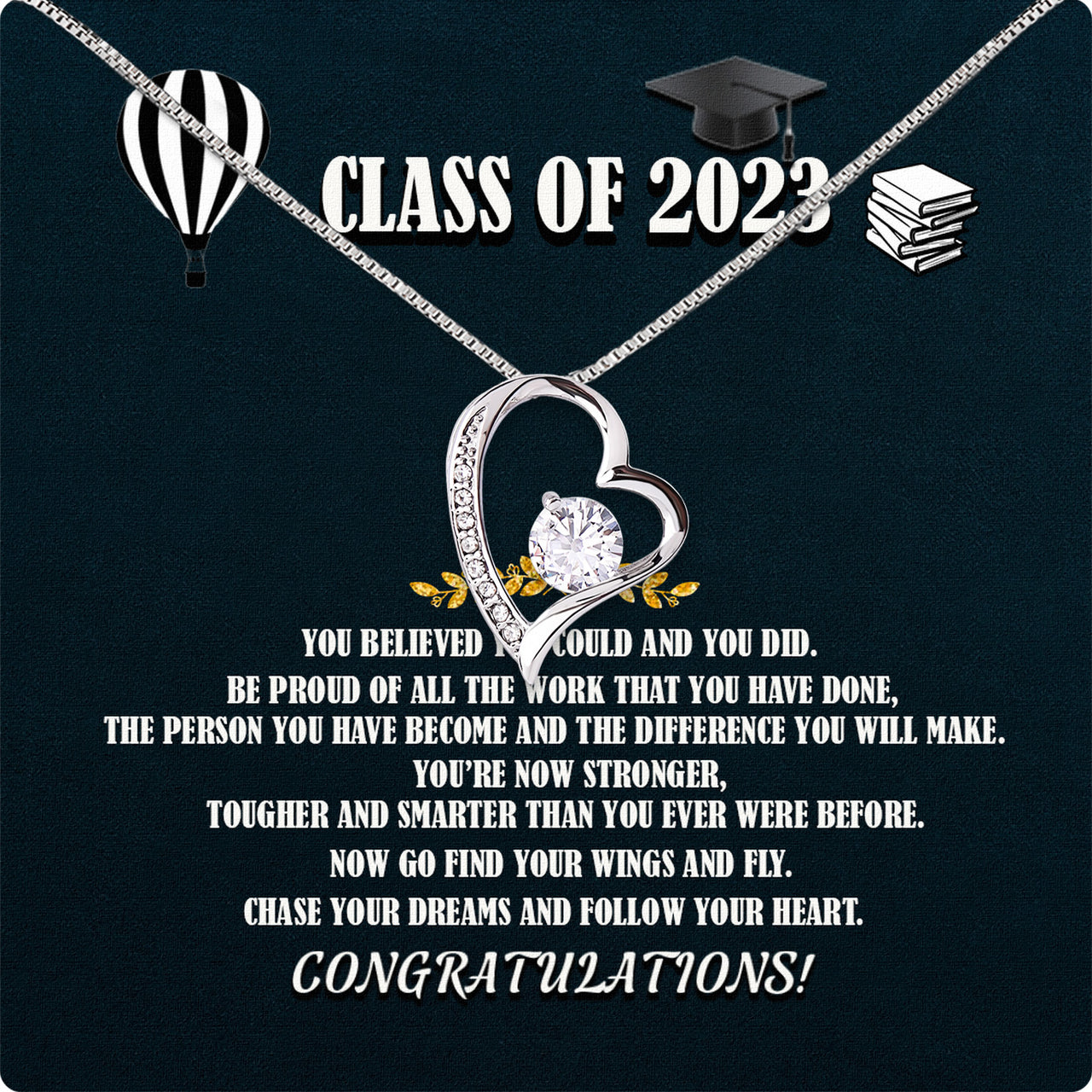 Graduation Day Personalized Message Card Necklace