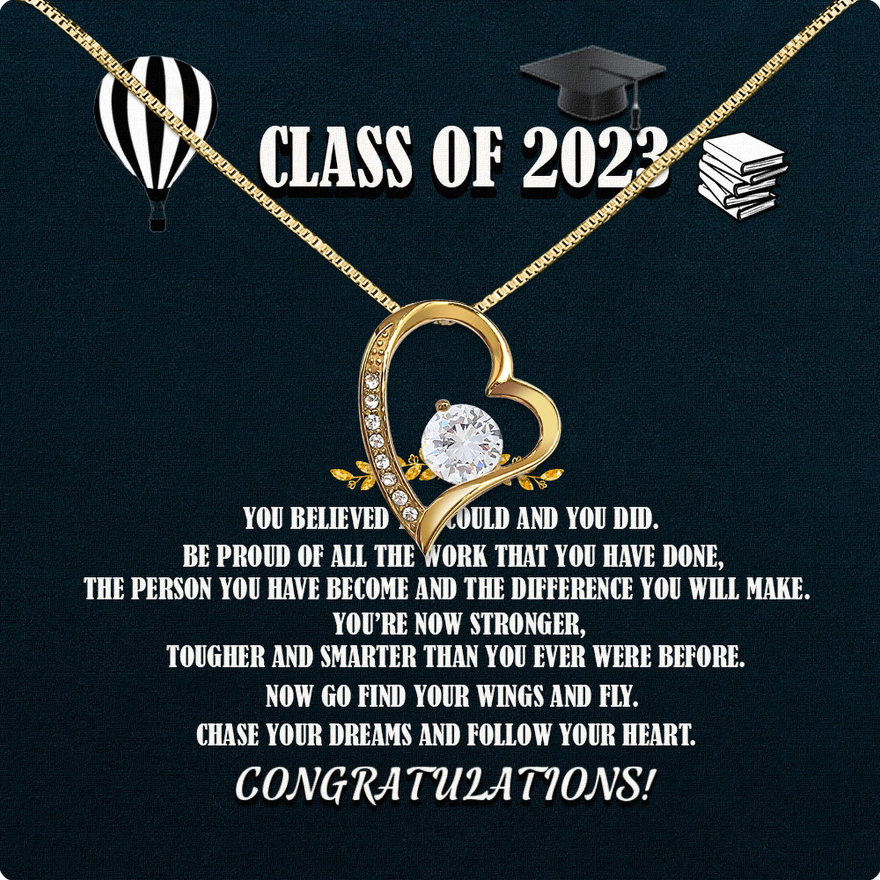 Graduation Day Personalized Message Card Necklace