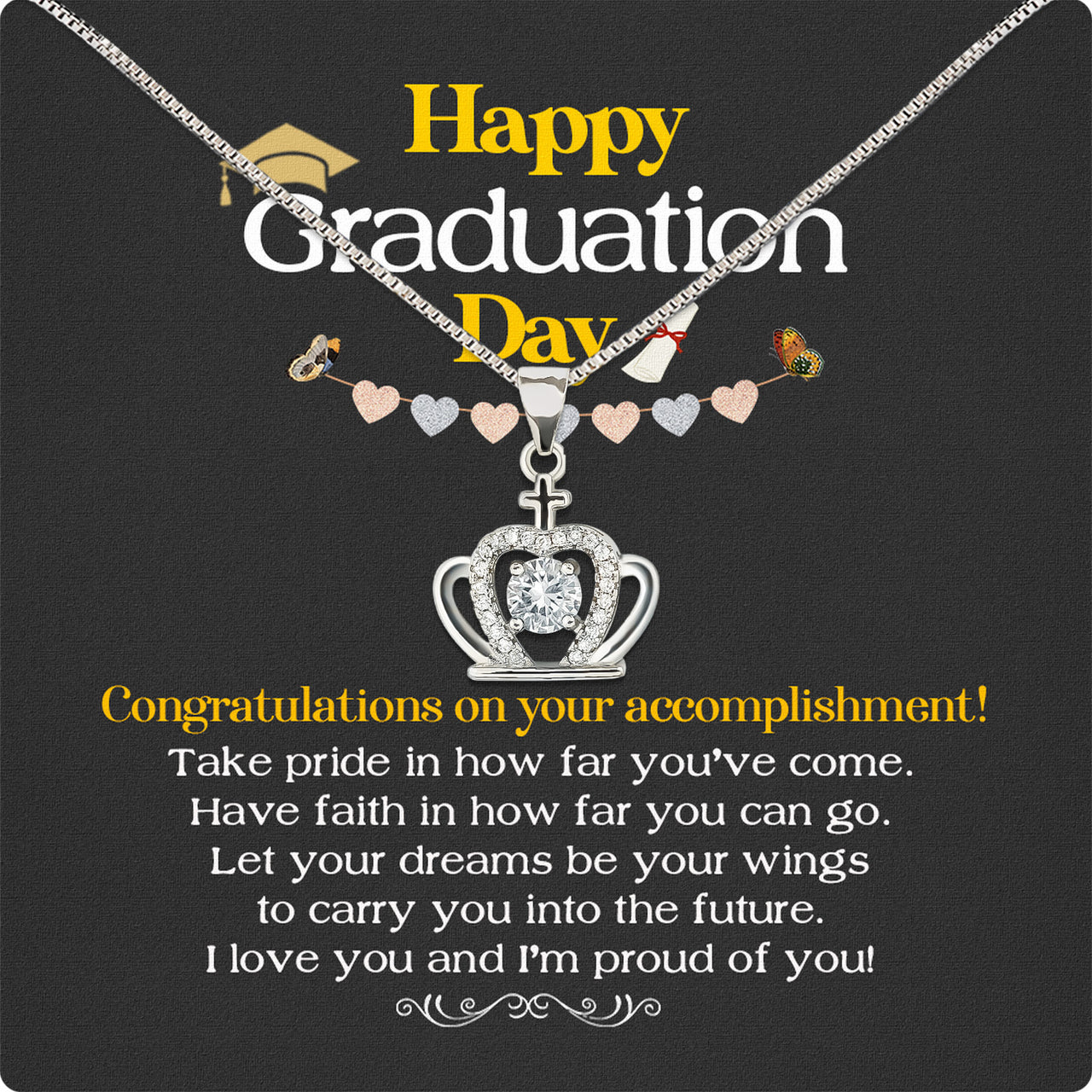 Graduation Day Personalized Message Card Necklace