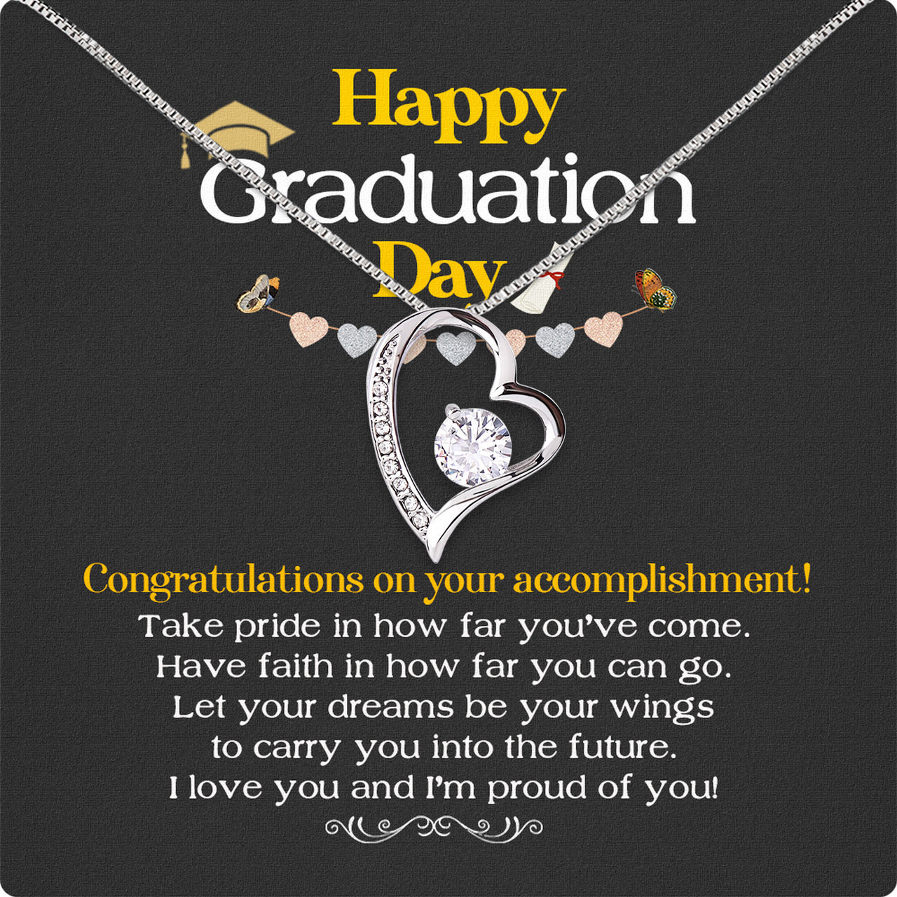 Graduation Day Personalized Message Card Necklace