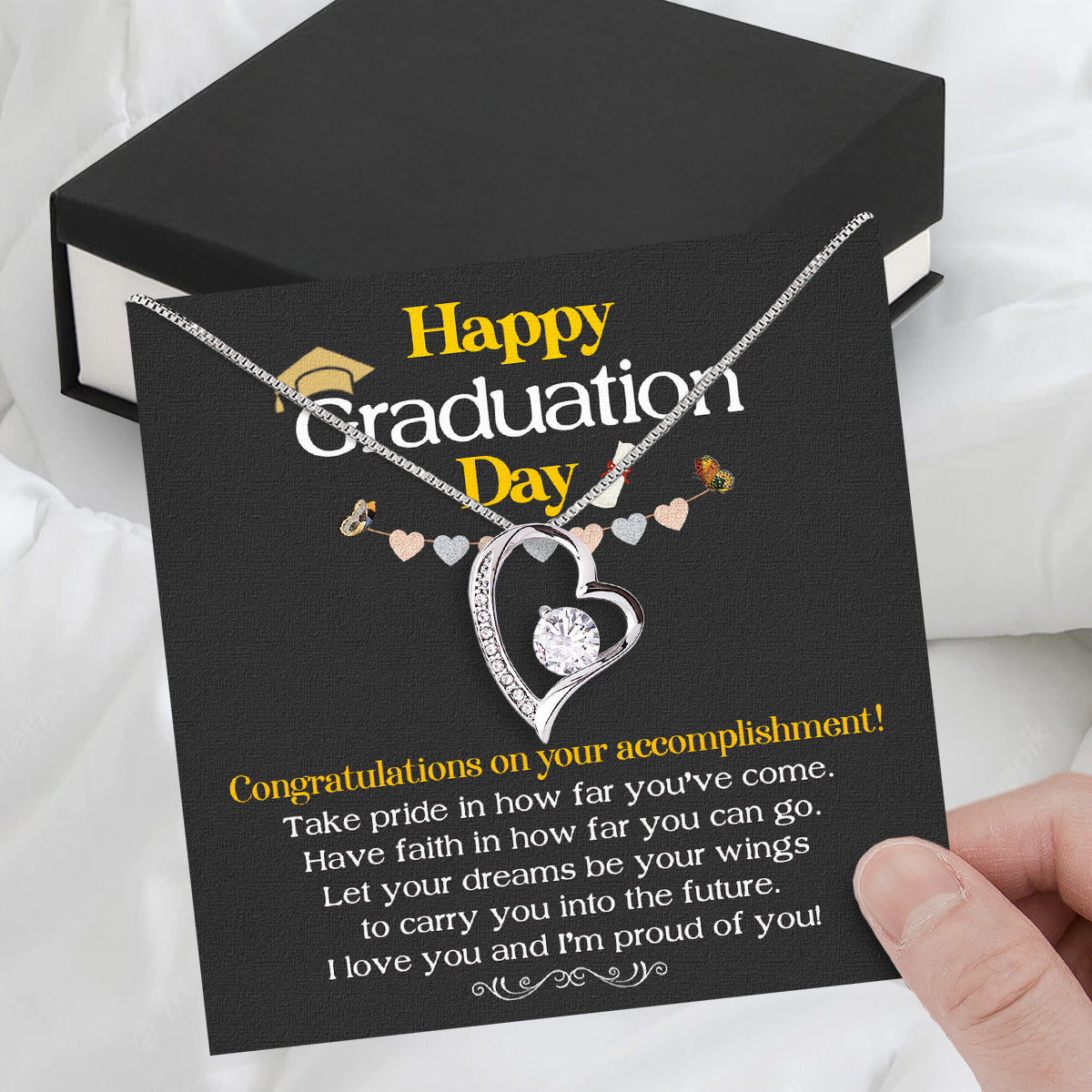 Graduation Day Personalized Message Card Necklace