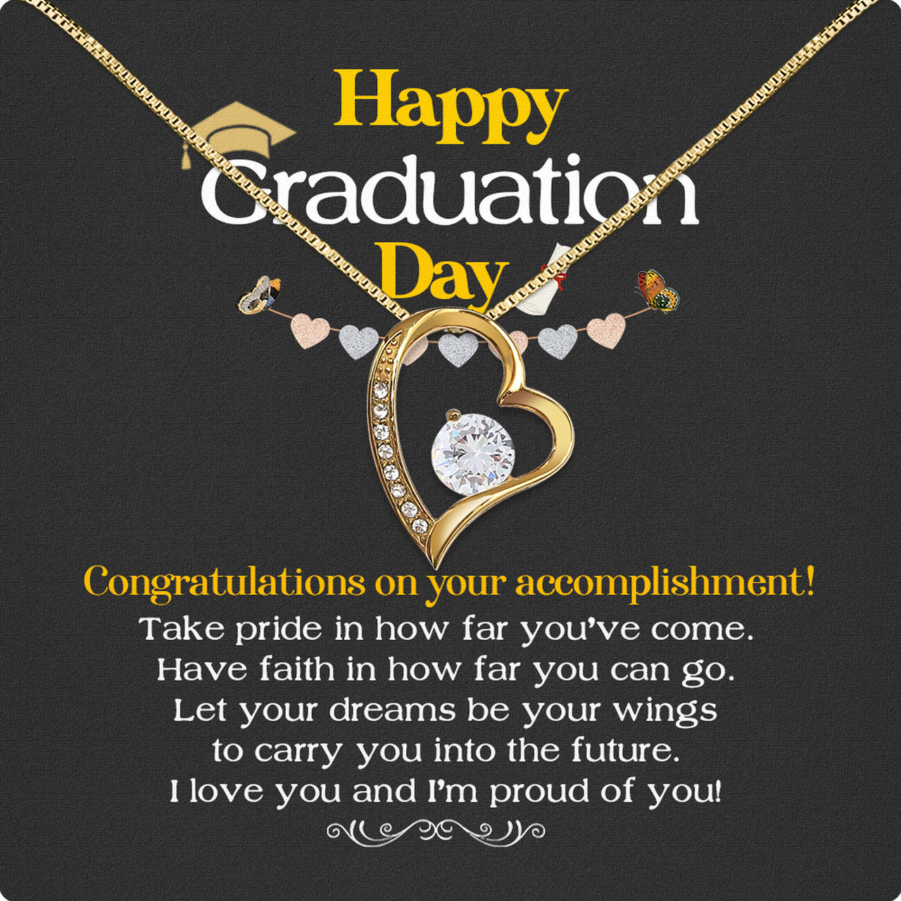 Graduation Day Personalized Message Card Necklace