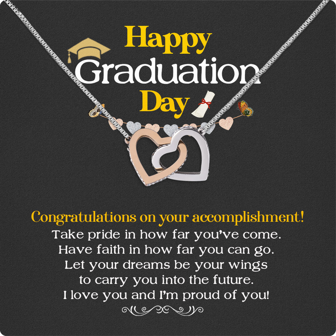 Graduation Day Personalized Message Card Necklace