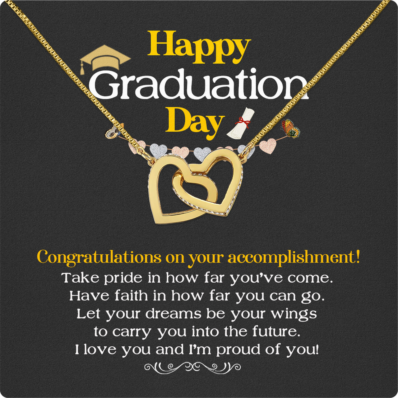 Graduation Day Personalized Message Card Necklace