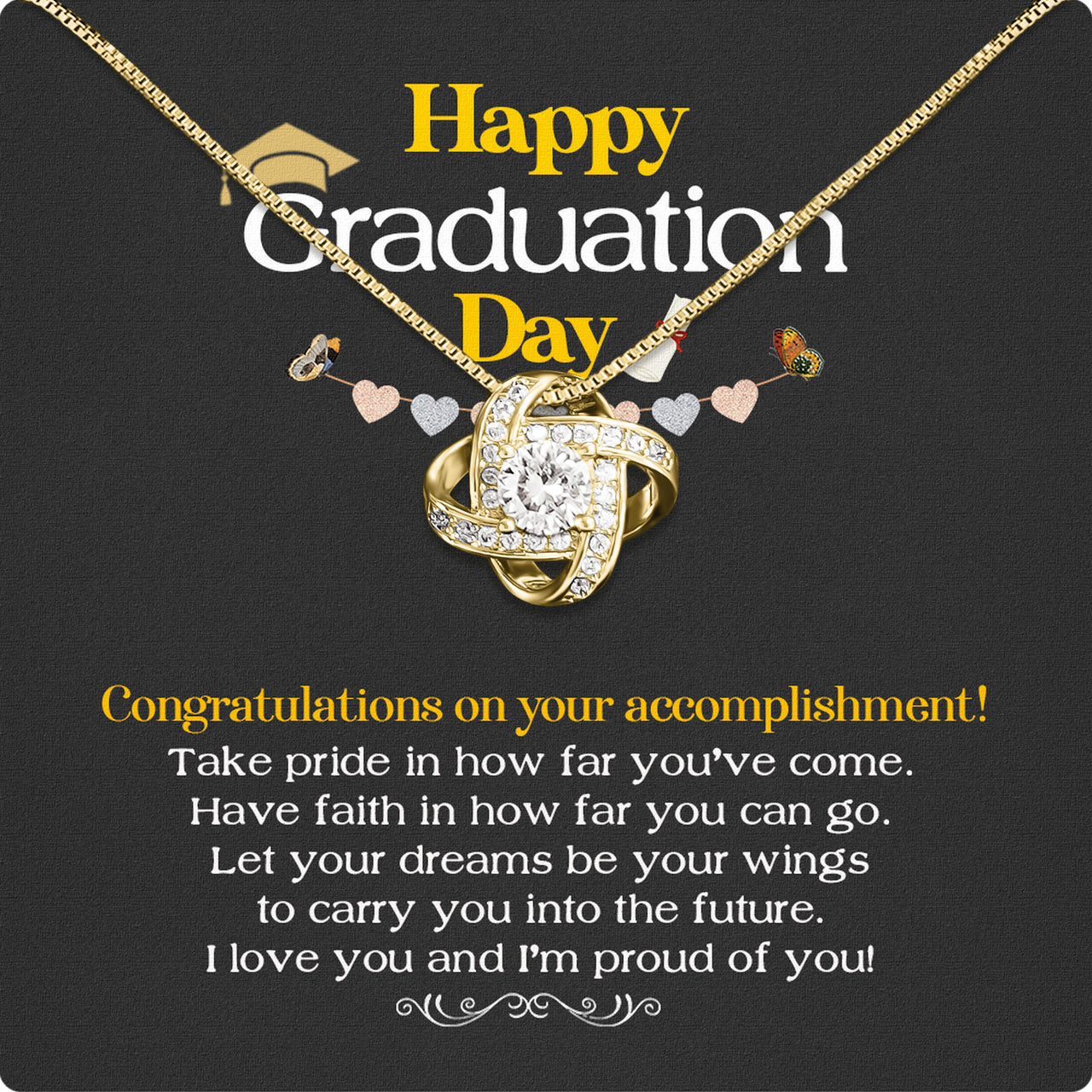 Graduation Day Personalized Message Card Necklace