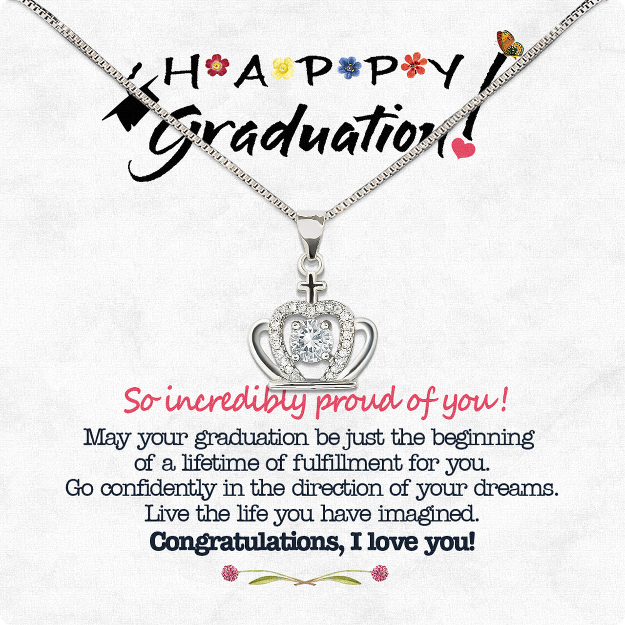 Graduation Day Personalized Message Card Necklace